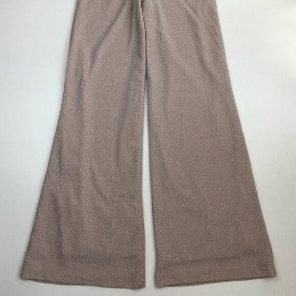 WINDSOR Light Mauve Pink Silver Glitter High Rise Waist Wide Flare Leg Pant - Picture 11 of 11